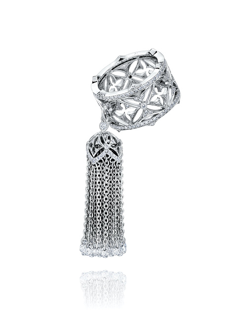 White Gold Diamond Tassel Ring, 1