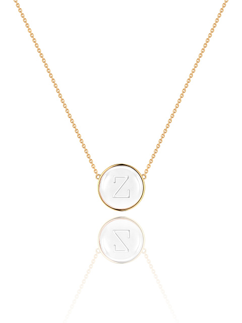 Yellow gold necklace with letter Z pendant with rock crystal, 1