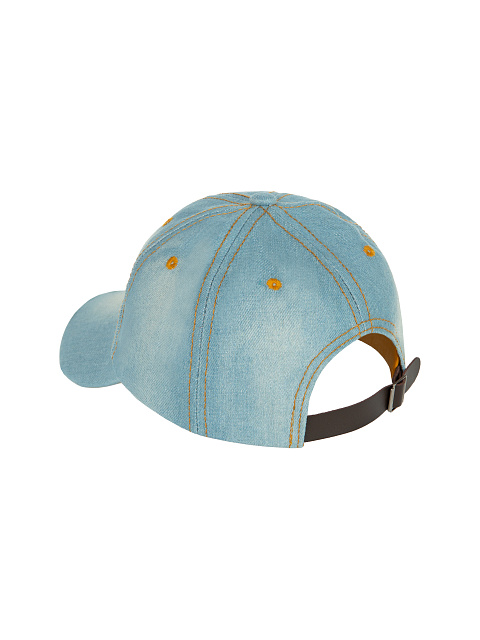Yellow YD Embroidered Blue Denim Cap, 3