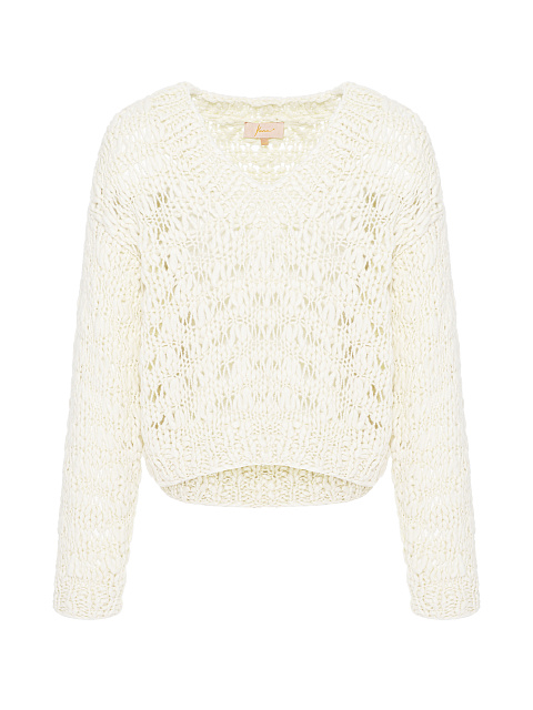 White Silk & Cashmere Cropped Sweater, 1