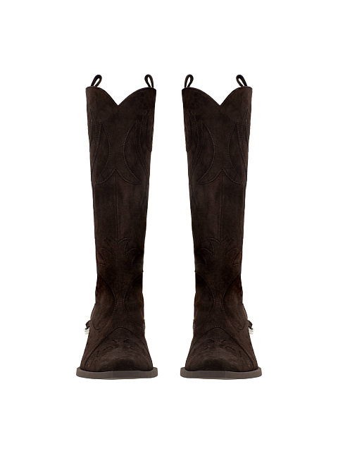 Brown suede cowboy boots with chain, 2