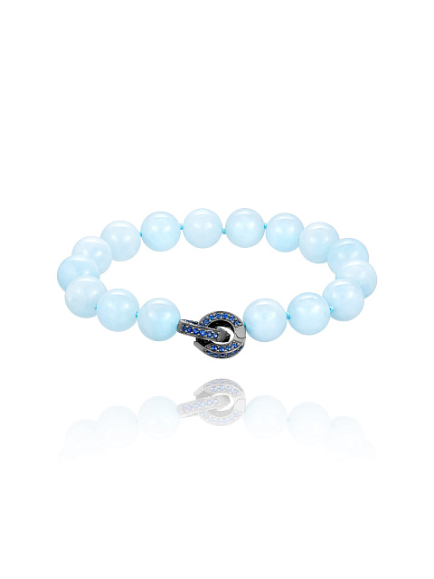 Oxidized gold bracelet with aquamarine beads and sapphires, 1 Oxidized gold bracelet with aquamarine beads and sapphires, 1