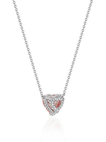 White gold necklace with a pink LG diamond in a heart cut, 2
