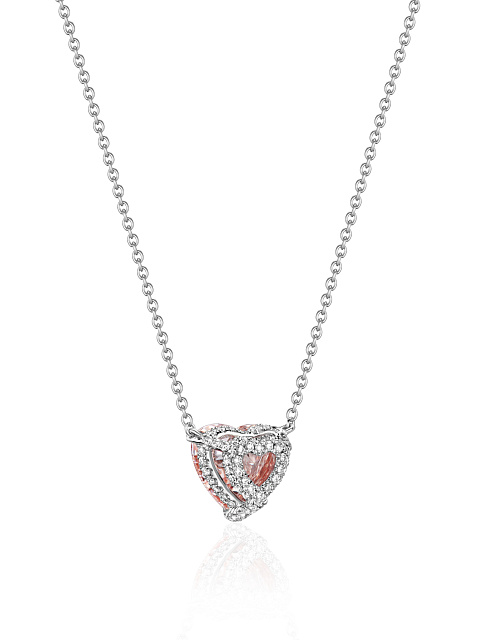 White gold necklace with a pink LG diamond in a heart cut, 2