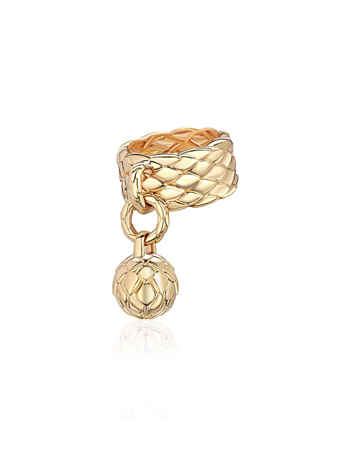 Wide yellow gold ring with pendant, 1
