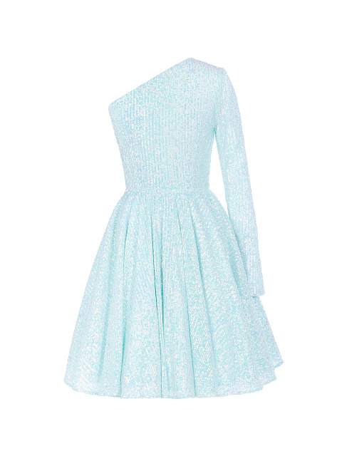 Light Blue Sequined One Sleeve Dress , 1