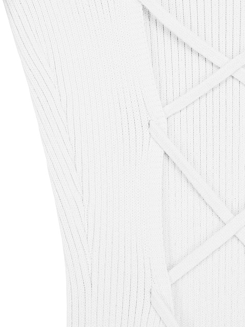 White Rib Knit Mini Dress, 3
