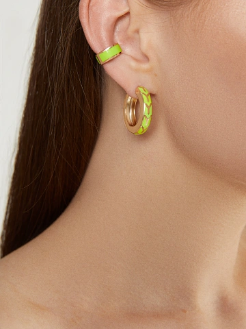 Wide pink gold cuff with Lime-colored enamel, 2