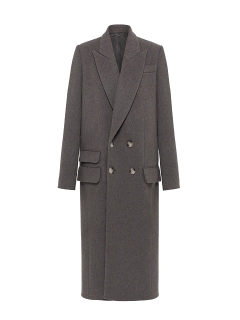 Gray Melange Cashmere Coat, 1
