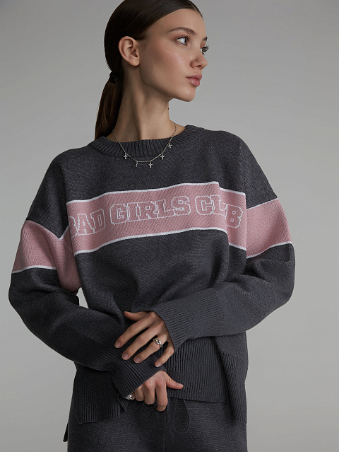 Grey & Pink Bad Girls Club Sweater, 5 Grey & Pink Bad Girls Club Sweater, 5