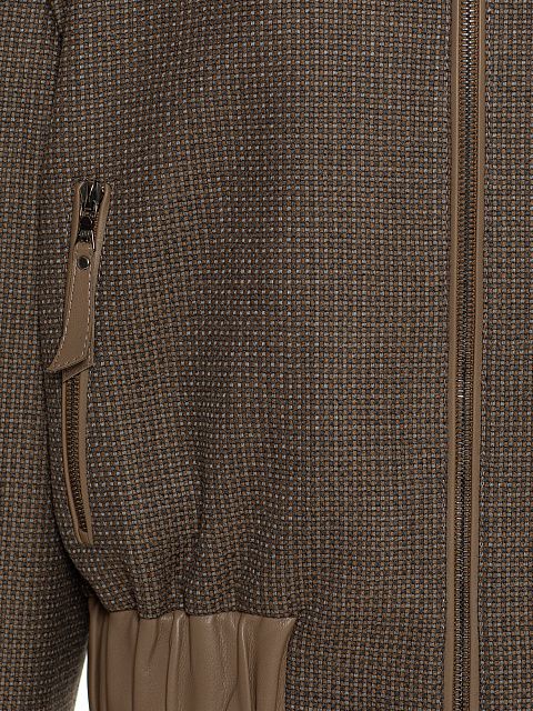 Brown Check Wool Bomber Jacket, 3