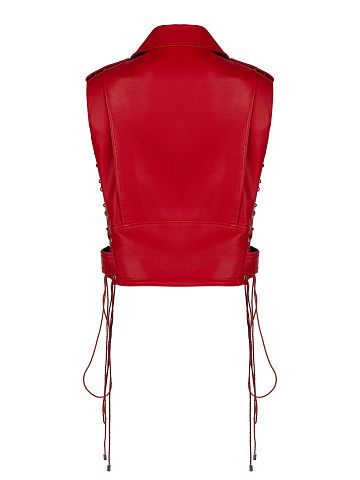 Red Leather Biker Vest, 2
