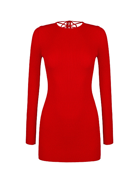 Red Rib Knit Mini Dress, 1 Red Rib Knit Mini Dress, 1