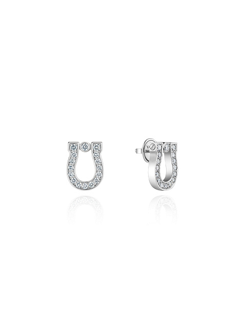 White gold stud earrings in the shape of horseshoes, 1 White gold stud earrings in the shape of horseshoes, 1