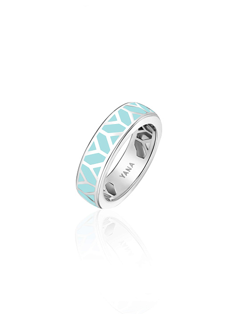 White gold ring with Paraiba-colored enamel, 1