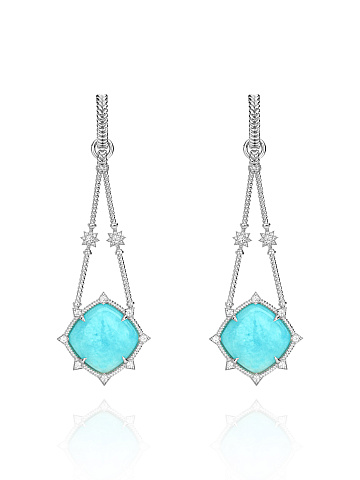 Amazonite & Cubic Zirconia & Silver Earrings, 1