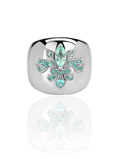 White Gold & Tourmaline Paraiba Ring, 3 White Gold & Tourmaline Paraiba Ring, 3