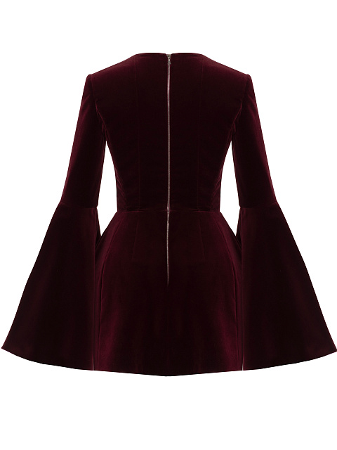 Bordeaux Velvet & White Silk Mini Dress, 3