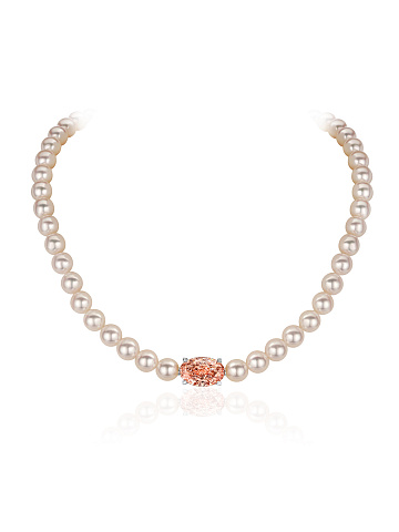 Necklace with pearls and a pink LG diamond, 1