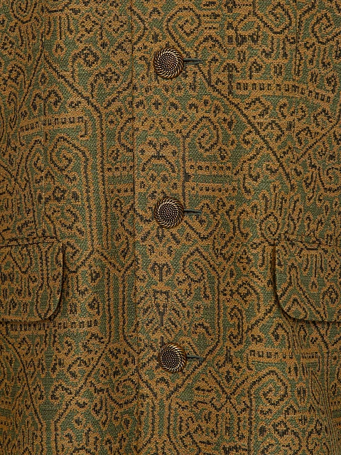 Single-breasted jacket in yellow-green jacquard, 3