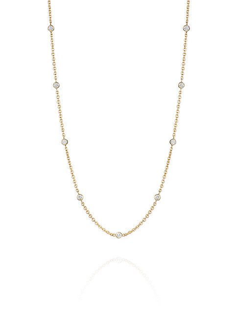 Yellow Gold, Clear Topaz & Diamonds Chain, 1