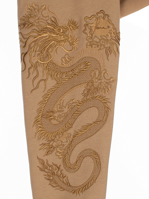 Dragons Embroidered Brown Jersey Suit, 3