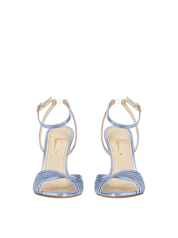Light Blue Leather High Heel Sandals, 2