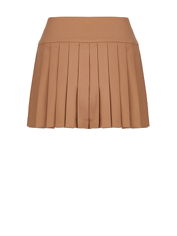 Brown Pleated Mini Skirt, 2