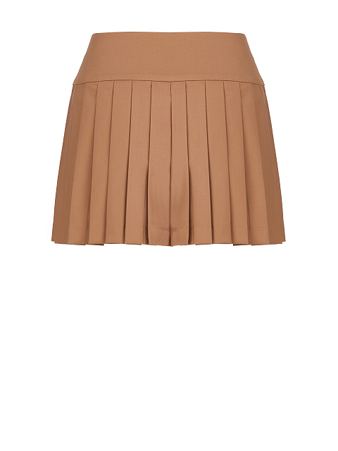 Brown Pleated Mini Skirt, 2