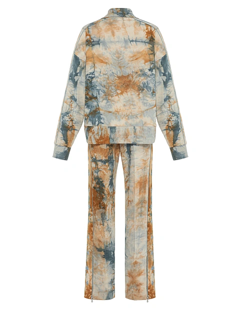 Blue & Brown Embroidered Tie-dye Cotton Tracksuit, 2