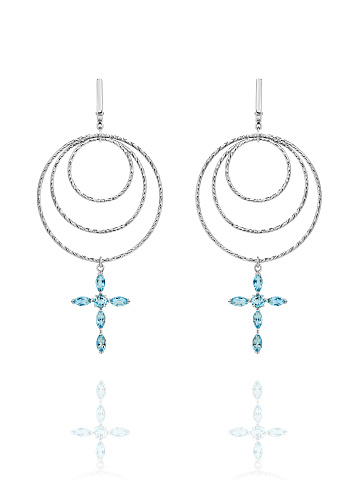 Silver & Topaz Hoop Earrings, 1