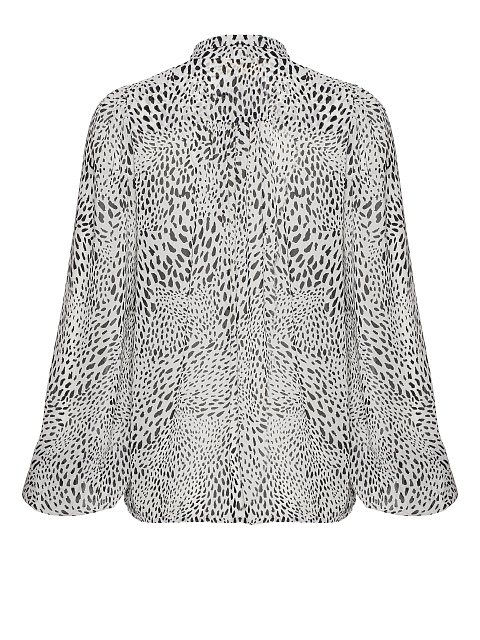 Black & White Leoprad Printed Chiffon Blouse, 3