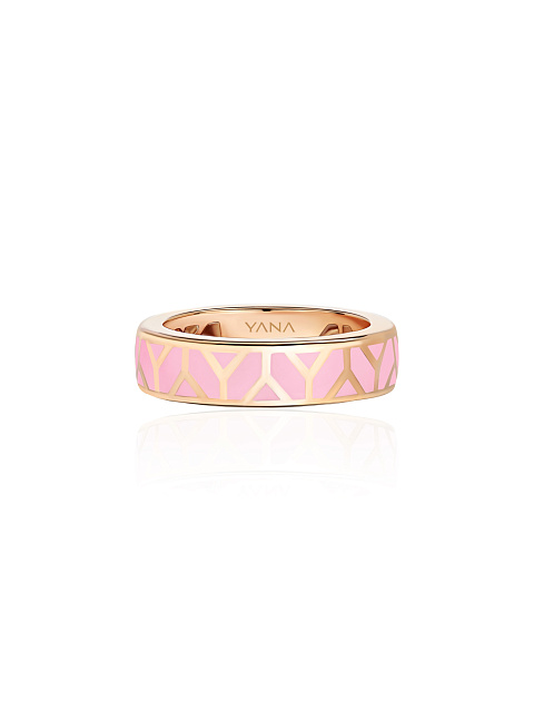 Rose gold ring with Sakura-colored enamel, 4