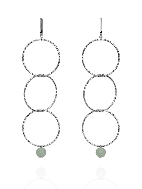 Silver & Jade Beads Earrings, 1
