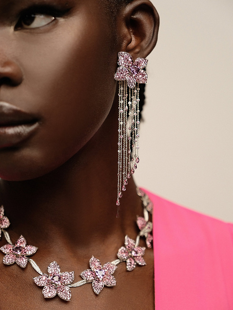 Spinel, Briolette Spinel, Grey Round Diamond & Palladium Earrings, 5 Spinel, Briolette Spinel, Grey Round Diamond & Palladium Earrings, 5