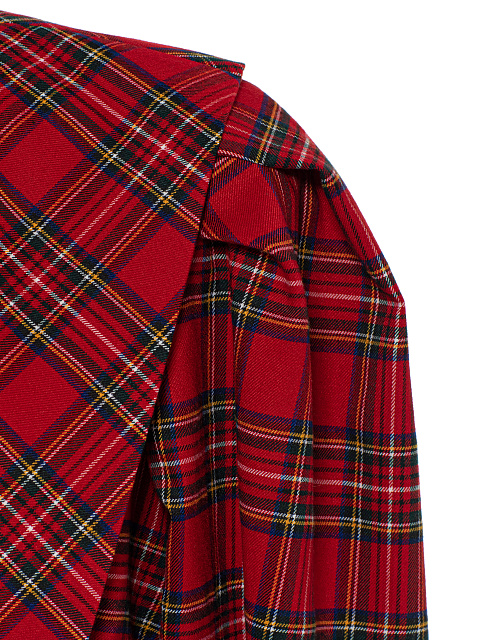 Red cropped check jacket with voluminous sleeves, 6 Red cropped check jacket with voluminous sleeves, 6