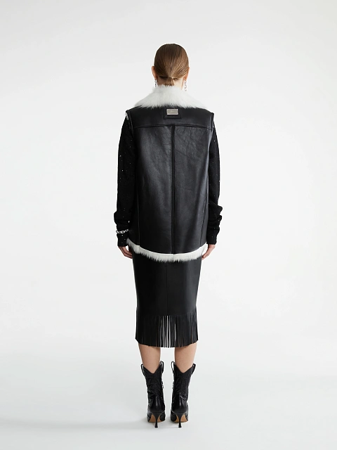 Black & White Shearling Vest, 9