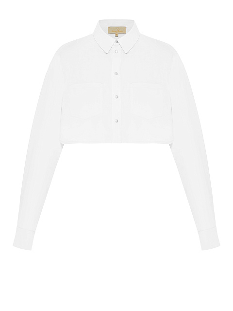 White Cotton Cropped Shirt, 1