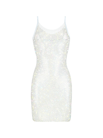 White Rhinestones Mesh Dress, 1