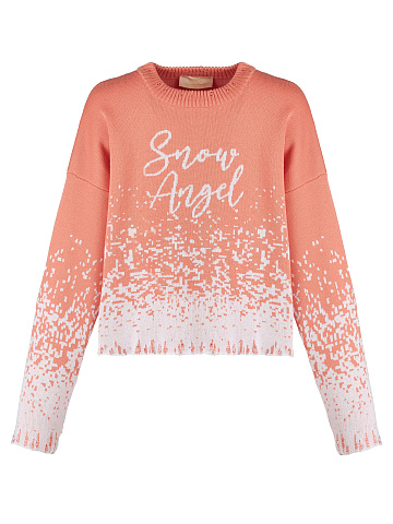 Coral "Snow Angel" Distressed Sweater, 1