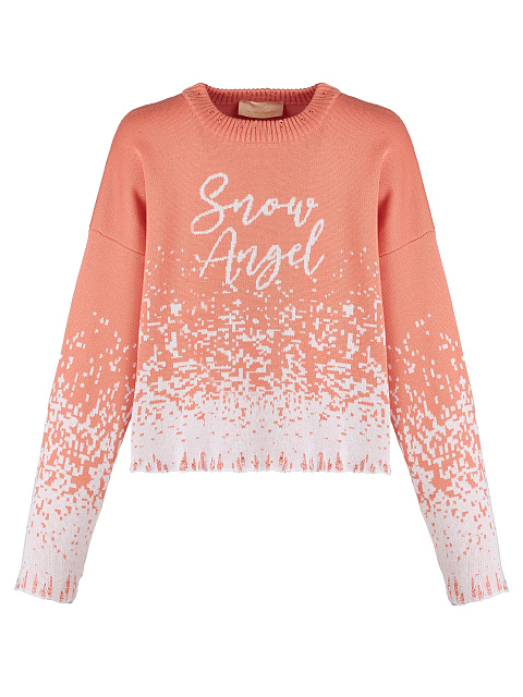 Coral "Snow Angel" Distressed Sweater, 1