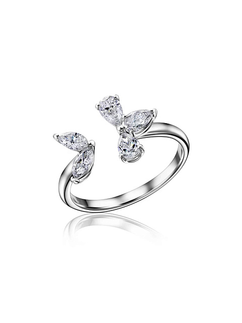 White gold ring with marquise-cut diamonds, 1