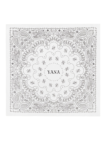 Big White Printed Silk Scarf, 1