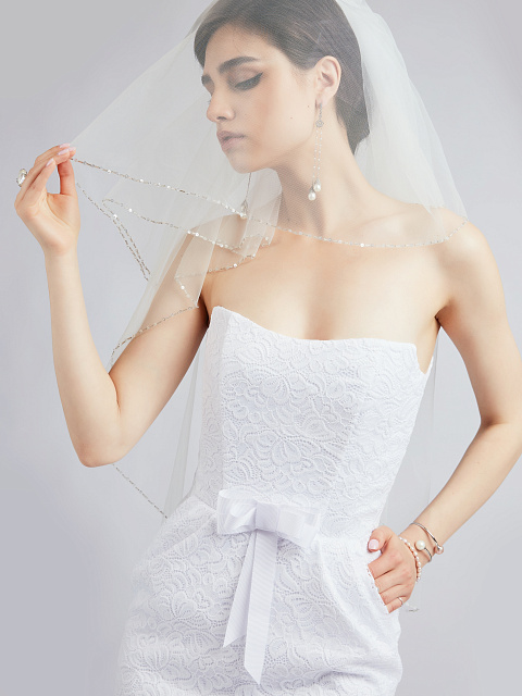 White Lace-Paneled Midi Dress, 8