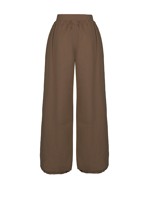 Brown Wide Cotton & Nylon Pants, 3 Brown Wide Cotton & Nylon Pants, 3