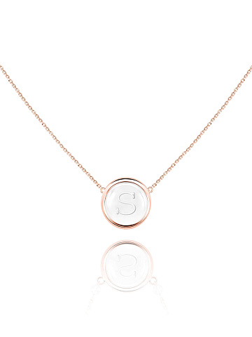 Rose Gold & Rock Crystal Letter "S" Necklace, 1