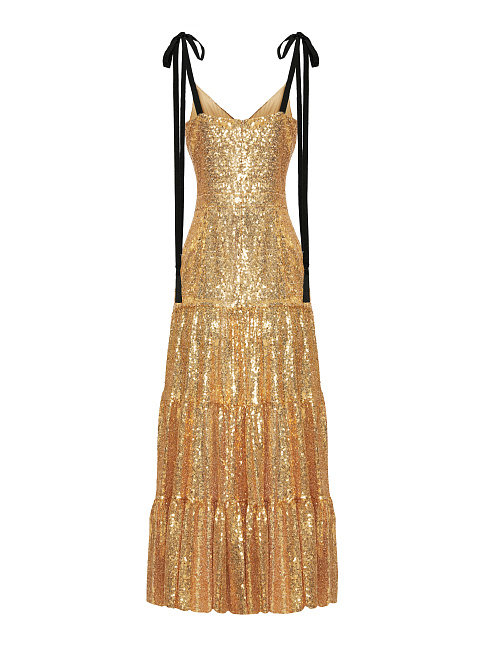 Golden Sequined Midi Dress, 2 Golden Sequined Midi Dress, 2