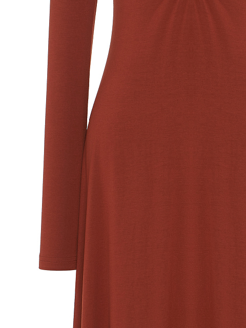 Brown Rayon Jersey Midi Dress, 3