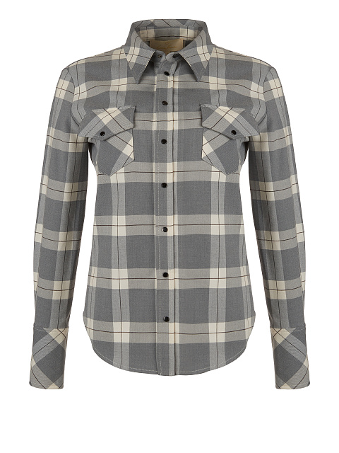 Grey Wool & Rayon Checked Shirt, 1 Grey Wool & Rayon Checked Shirt, 1