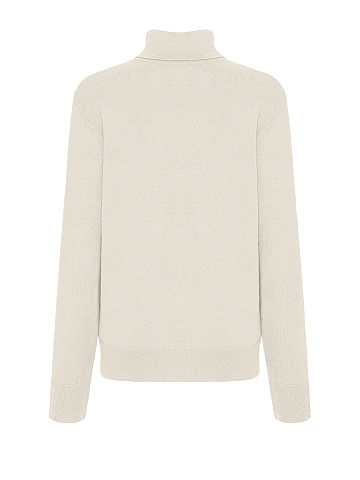 Men's White Cashmere Turtleneck Sweater, 2
